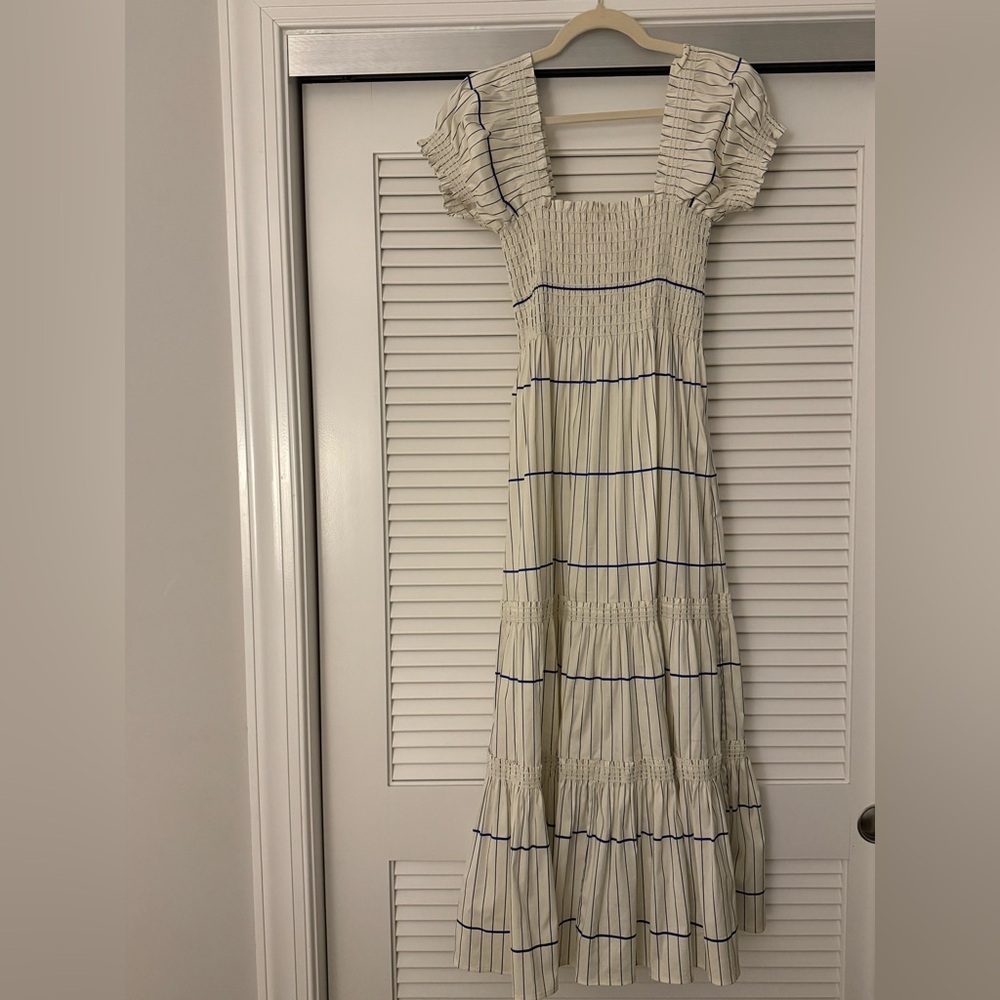 Tory Burch Long Dress Cream with Blue Stripes (S/P) - Picture 5 of 5